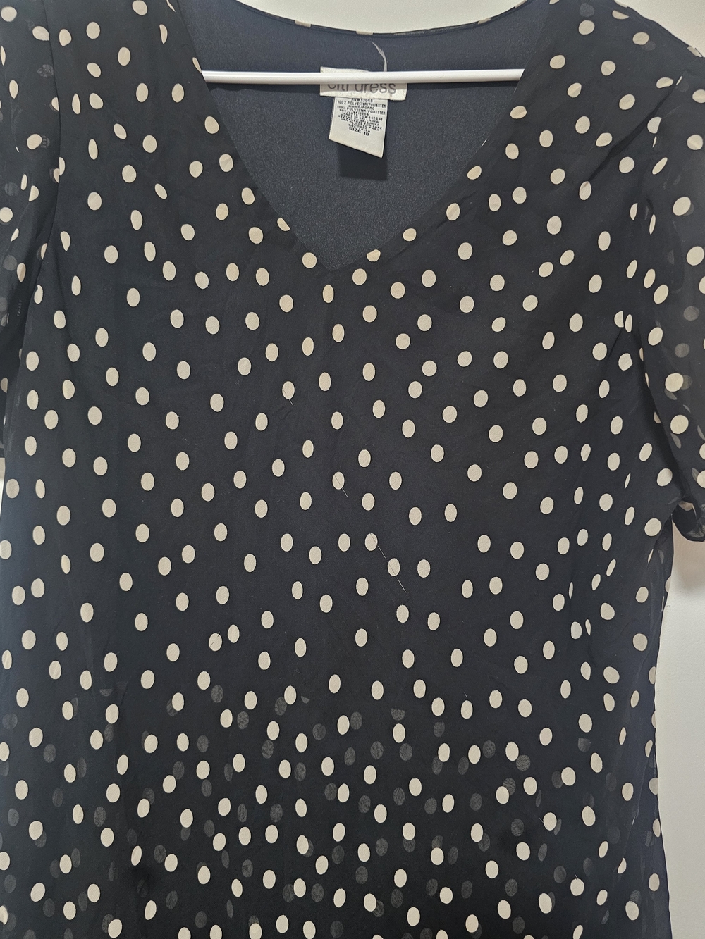 Citi Dress Vintage Black & White Polka Dot Layered Midi Dress Size 18 - Picture 5 of 6